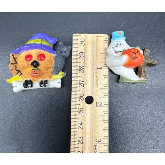 Vintage 1990s Halloween Button Covers Set Ghost Witch Black Cat Owl Retro Shirt - Picture 5 of 5